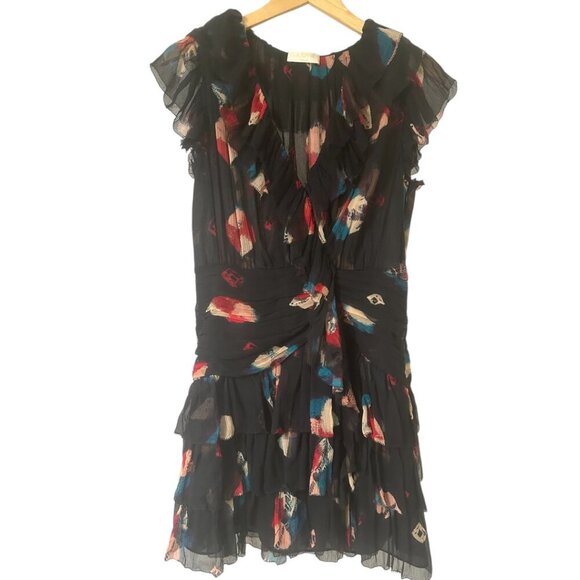 Ulla Johnson Zina Nocturne Ruffle Shibori Silk Crinkle Chiffon Mini Dress 2 - Picture 6 of 14